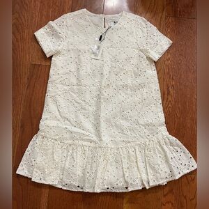 Milly Minis Leaf Eyelet Cece Dress in Fab White NWT